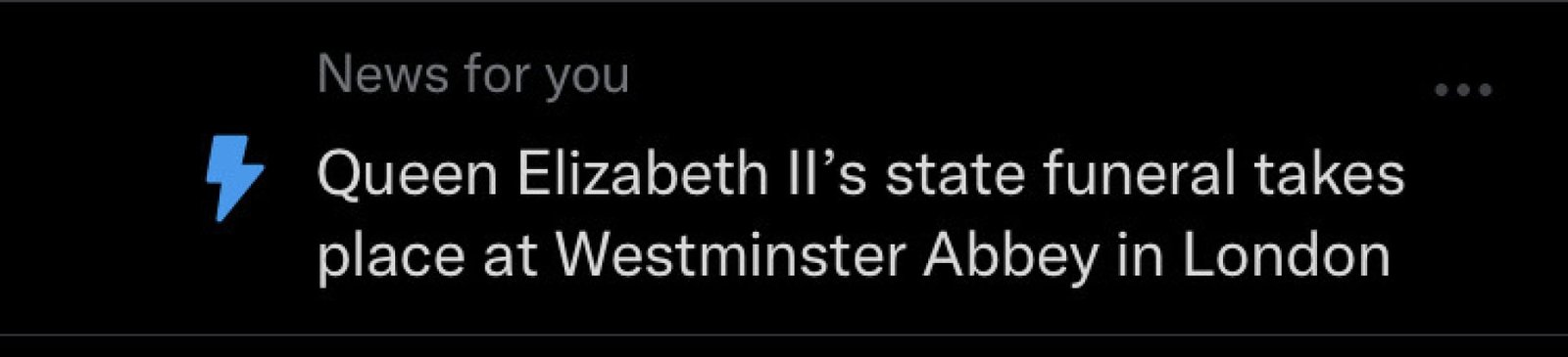 Twitter notification about Queen Elizabeth II