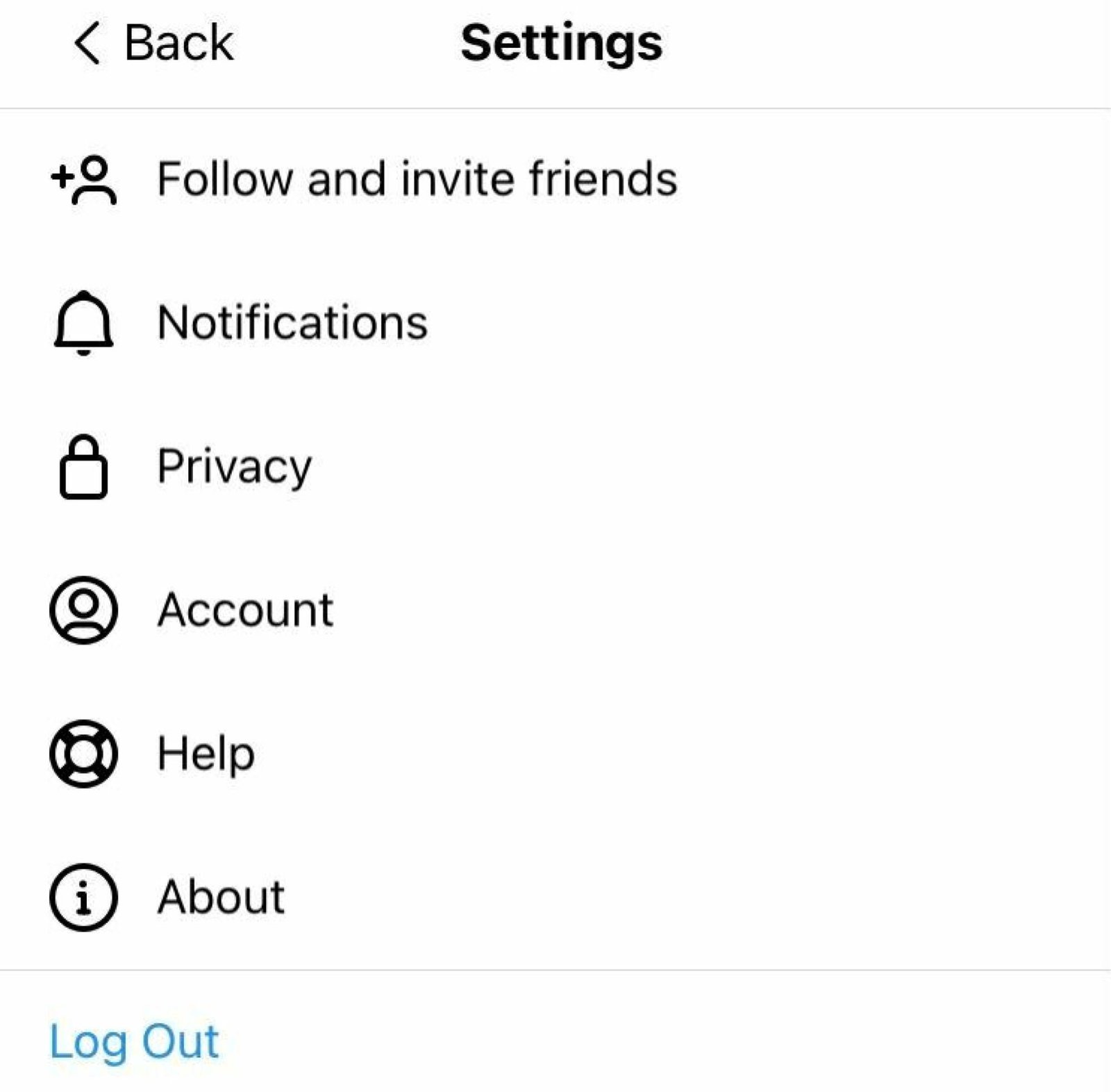 The Settings page on the Threads app, including an option for Privacy.