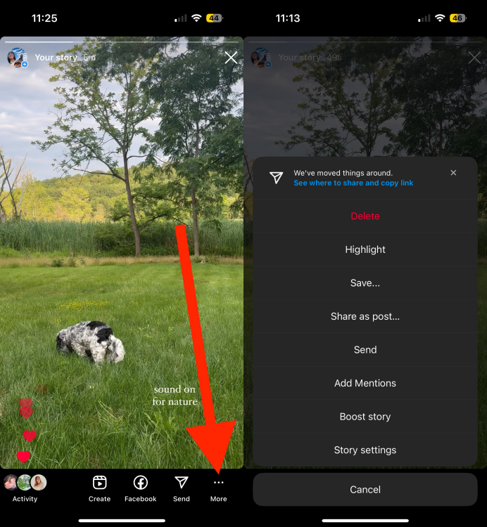 How to add mentions in an Instagram Story after it